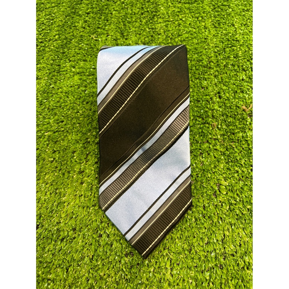 Baritone Striped Necktie Black Blue Modern Professional Business‎ Casual Silk
